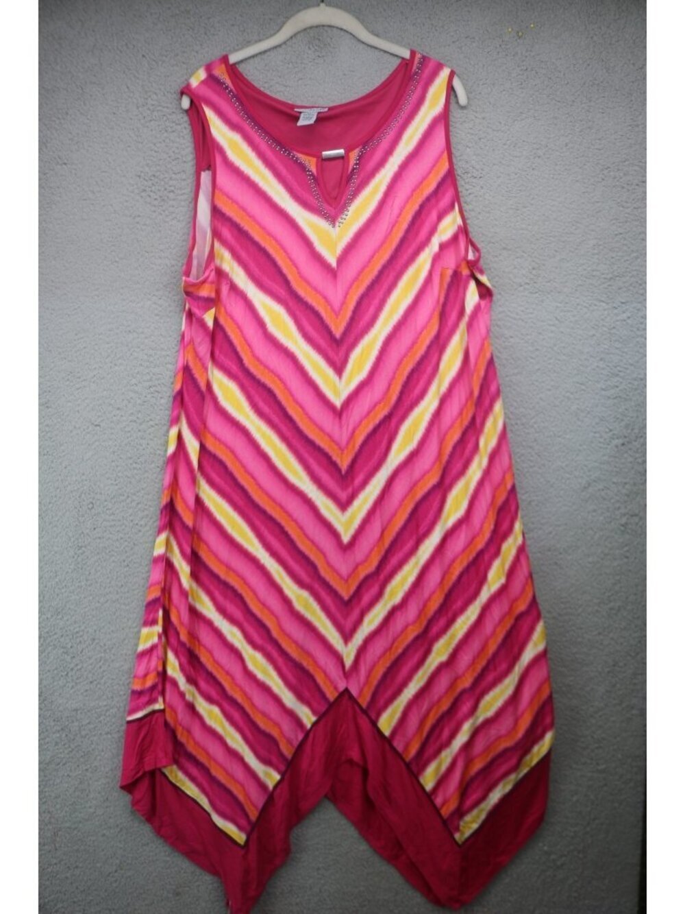 Catherine's Sleeveless Studded Asymmetrical Maxi Dress-2X-Beachy